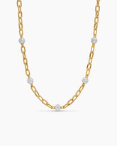 DY Madison® Pavé Bead Chain Necklace in 18K Yellow Gold with Diamonds, 6mm